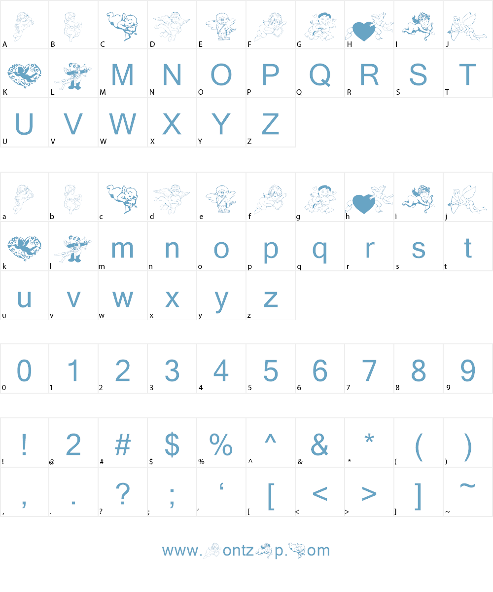 KR Cupids 2003 Font Character